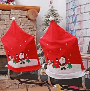 Parti Malzemeleri Noel Sandalye Dekorasyon Dokunmamış Kumaş Sandalye Kapak Büyük Şapka Sandalyeler Kılıf Tatil Ev Deco Noel Sandalye Kapakları