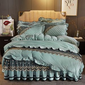 Beddengoed Sets Europa Crystal Velvet stks Trooster Kant Quilt Cover Set King Size Queen Soft Sprei with Pillow Cases Double