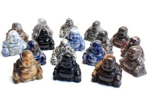 1.4 Inches Buddha Statue Crafts Small Size Natural Tumbled Chakra Stone Carved Crystal Healing Budai Maitreya Figurine