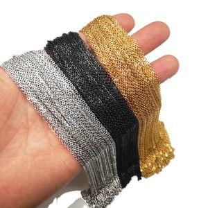 10meter tunna 1,5 mm rostfritt stål fogade kedja smycken fynd DIY kvinnor halsband armband silver guld svart