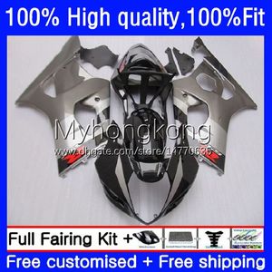 Injektion Silvery Black Mold Fairings för Suzuki GSX-R750 K4 750cc GSXR600 GSXR-750 04-05 20NO.2 GSX-R600 GSXR 600 750 CC 04 05 600CC GSXR-600 GSXR750 2004 2005 OEM Bodys