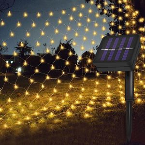 Saiten 1X1M 2x3M Solar Led Mesh String Licht Outdoor Lichterkette Girlande In Fenster Weihnachten dekoration Hof Garten Vorhang Lampe