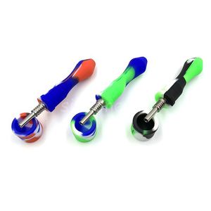 HOCHAHS Silikon Sigara Boru Ti Tırnak NC Ile Set Set 10mm GR2 Yedek Titanyum İpucu Konsantre Kap Dab Rigs Balmumu Yağ Burner