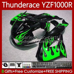 바디 용 Yamaha Thunderace YZF1000R YZF 1000R 1000 R 96-07 Bodywork 87NO.45 YZF-1000R 87NO.45 YZF-1000R 1996 2003 2004 2005 2006 2007 YZF1000-R 녹색 불꽃 96 97 98 99 00 01 02 07 페어링