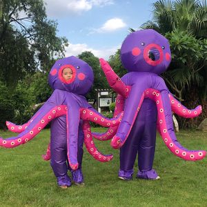 Kids Adult Cosplay Octopus Inflatable Costume for Halloween Party Suit Christmas Costume Blow up Dress for Man Mascot Clothing Q0910