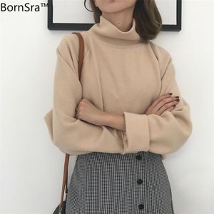 Bornsra Maglione a collo alto Autunno Inverno Maglione lavorato a maglia Maglioni da donna Casual Allentato Giacca a maniche lunghe Pullover Donna 210914