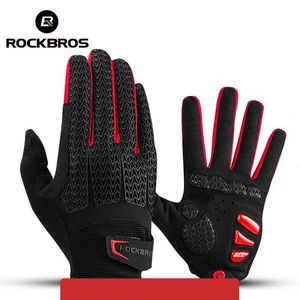 Rockbros Windproof Cycling Glovesタッチ画面ライディングMTB自転車自転車手袋熱暖かいオートバイ冬秋自転車手袋P0820