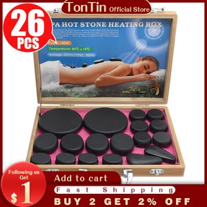 Tontin Hot Massage Energy Body Basalt Stone Set Beauty Salon Spa com lona grossa Healthcare Dor traseira Aliviar a massagem