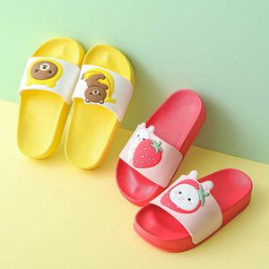 Family Kids Slippers for Boys Girls Cute Cartoon Fruits Summer Beach Children Slides Home Outdoor Soft Sole Flat Slippers Shoes 210713