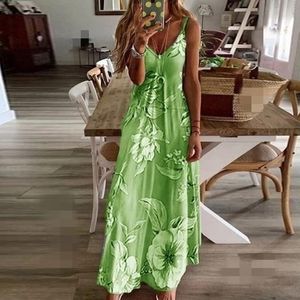 Casual Kleider Sommer Frauen Sexy V-ausschnitt Kleid Damen Mode Blumen Druck Boho Strand Abend Party Sommerkleid Lose Lange