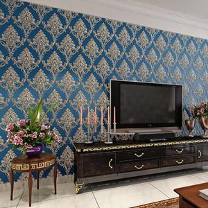 Tapety Classic Luxury Europe Wallpaper 3D Salon TV Tło Rolka Wysokiej Jakości Damask Paski Wall Paper Murals ZE228
