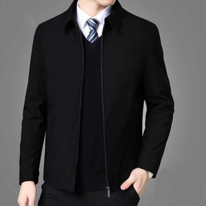 Erkek Ceketler ve Mont Dönüş Yaka Erkekler Kış Ceket Fermuar Yan Cep Erkekler Giyim Moda Uzun Kollu Ceket Erkekler 210927