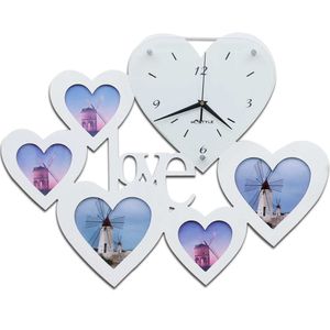 heart-shaped LOVE po frame wall clock dining room horologe creativity mute pocket watch simple clock drawing room decorate SH190924