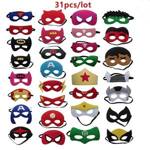 Kostüm Cosplay Çocuk Çocuk Parti Favor Hediye Y200103 Maske kadar Cadılar Bayramı Noel Doğum Giydirme için 31pcs Süper Kahraman Maskeleri