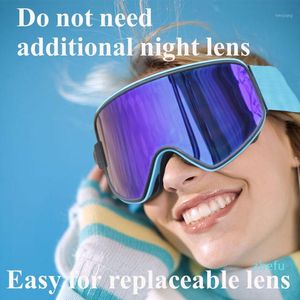 Óculos de esqui 2 em 1 com lente de dupla magnética UV400 Snowboard Skiing Goggles1