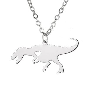 Tyrannosaurus Rex Brontosaurus Dinosaurs Pendant Necklace Stainless Steel Prehistoric Animal Lovers Jewelry For Women Men Friend Gifts