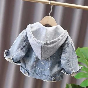 Boys Jacket Baby Girls Denim Jeans Spring Autumn Children's Hooded Coat Detachable Girl Top For Kids 211204