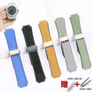 Assista acessórios Couro de couro confortável Couro de esfrega para Hublot Relógio de borracha Strap Big Bang Series 25 * 19 Strap dos homens H0915