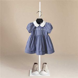 Çocuk Elbise İlkbahar Yaz Marka Yaka Çocuk Giysileri Moda Toddler Bebek Kız Giyim Yaz Elbise Kız Q0716