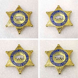 1pcs US Los Angeles County Detective Badge Movie Cosplay Prop Pin Brooch Shirt Lapel Decor Women Men Halloween Gift