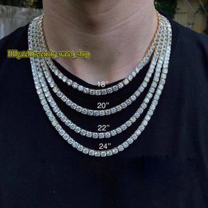 Europeiska och amerikanska hiphop 5mm Silvery CZ Diamonds Tenniskedjor Mens Iced Out Diamond Armband Halsband Par Tenniskedja ETe266b