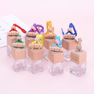 6ml Square Empty Refillable Perfumes Packaging Bottles Car glass perfume bottle aromatherapy Cars Pendant A217279