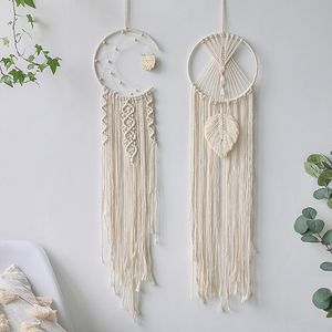 Boho macrame tapeçaria decoração parede pendurado dreamcatcher diy decoração decoração crianças coruja lua estrela sonho apanhador casa ornamento m3911