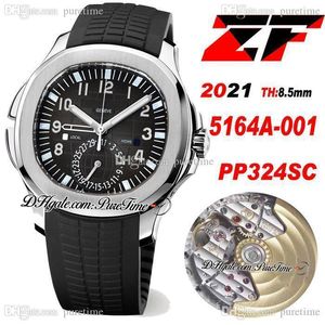 ZF 5164A-001 A324SC GMT Automatic Mens Watch Steel Case Gray Texture Dial Black Rubber Strap 41mm Watches Super Edition Same Genuine Size Puretime V11