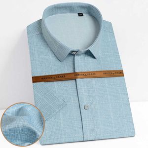 Camicie moda Manica corta Uomo Caual Estate Business Sottile Casula Non stirare Morbido Comfort Collo quadrato Abbottonatura Camisa maschile 210609