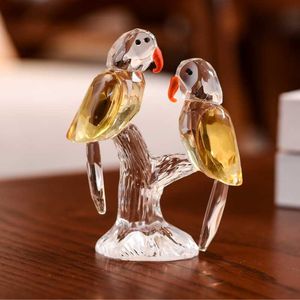 1 Pair Crystal Glass Parrots Decorated Ornaments Wedding Gifts 210804