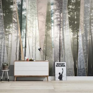 壁紙北欧の手描きの森の風景幾何学的線​​ミニマリスト寝室のリビングルームテレビの背景の壁の絵