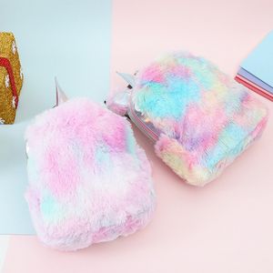 Mode Söt Pony Barn Ryggsäckar Tecknad Bagpacks PU Flickor Skola Väskor Tie Dye Plush Ryggsäck M3654