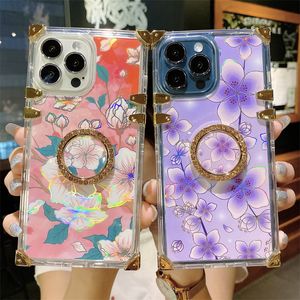 Fashion Blue ray Flower Designers For Iphone 13 Cases 12 Mini XR XSMAX XS 7P/8P 7/8 with Diamond card holder Cover 11 Pro Max Case