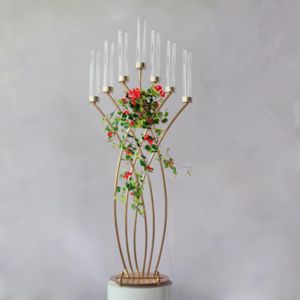 Wholesale vases for flower centerpieces resale online - Flowesr Ball Stand Trumpet Vase Table Centerpieces candle stick holder wedding decoration acrylic lampshade flower frame backdrop wedding stage decor