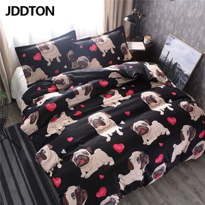 JDDTON Nuovo arrivo Classic Puppy Set di biancheria da letto 2/3 pezzi 2020 Cute Pug Dog Lovely Style Copripiumino e federa BE128 C0223