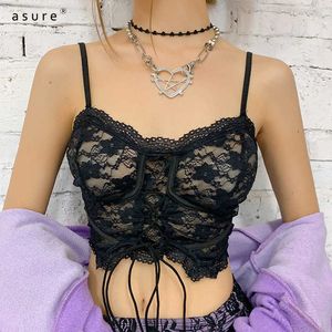 Gå ut gröda spets bralette kvinna tank toppar sexiga kläder cami tube topp halter kvinnlig gotisk estetisk grunge kläder k20l10940 210712