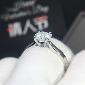 Pure 18k cor branca cor rodada corte estilo clássico casamento jóias anel anel aniversário para mulher