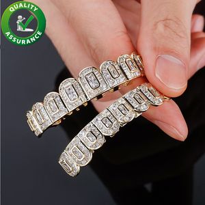 Diament Grillz Zęby Męskie Hip Hop Biżuteria Złoto Srebro Charms Luksusowy Projektant Iced Out Greble Bling Rapika Mężczyźni Moda Akcesoria Boże Narodzenie prezent