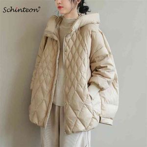 Schinteon coreano estilo mulheres para baixo jaqueta sobre tamanho curto casaco solto quente outono inverno outubro outwear qualidade superior 210923