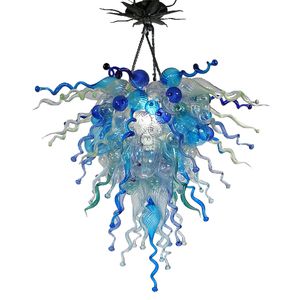 クリエイティブモダンなLEDシャンデリア手の吹きガラスランプ高級ブルー家具リビングルーム装飾ライトベッドルームシャンデリア