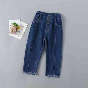 2-7 Jahre Hohe Qualität Mädchen Denim Jeans Frühling Herbst Mode Solide Kind Kinder Mädchen Kleidung 210615