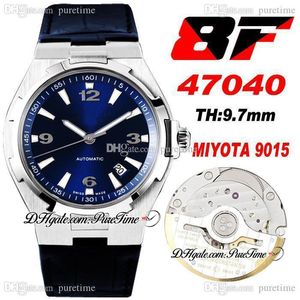 V8F Overseas 47040 Ultra-Thin Miyota 9015 Automatic Mens Watch 42mm Blue Dial White Stick Markers Leahter Strap Super Edition Watches Puretime B2