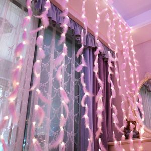 3mx2m 200 LED Feather String Lights Garland Curtain Fairy Lampa USB Pilot Pilot Boże Narodzenie DIY Dekoracje do sypialni domowej
