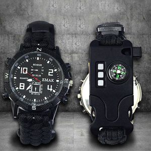 Men's Watches Men Sports Watches Outdoor Tactical Rope Multifunction Camping EDC Survival Bracelet Safety Equipment Tools Watch G1022