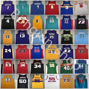 Retro Basketball Jerseys Allen Bibby Garnett Nash Barkley Johnson Durant Curry Iverson Rodman Hill Williams Webber Olajuwon McGrady Mutombo Payton Kemp Wade