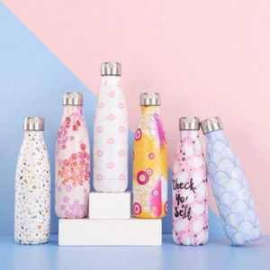 500ml Water Bottle Stainless Steel Vacuum Flask Shaker Sports Outdoor Portable Coke Bottle Thermos For Tea Insulated Cup Kids 210610