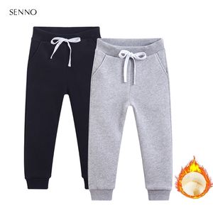 Kids Boys Cotton Winter Pants with Fleece For 2-10 Years Solid Girls Casual Sport Sweatpants Children Trousers 211103