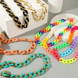 Multicolor hip hop estilo colar mulheres acrílicas cadeia colares para festa de presente jóias de alta qualidade