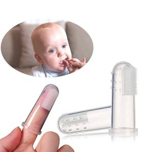 100pcs barn spädbarn softers tänder mjuka transparent silikonfinger tandborste nyfödda baby gummi ren massager träningsborste
