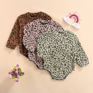 Outono menino recém-nascido macacão bebê manga longa leopardo romper meninos meninas jumpsuit roupas